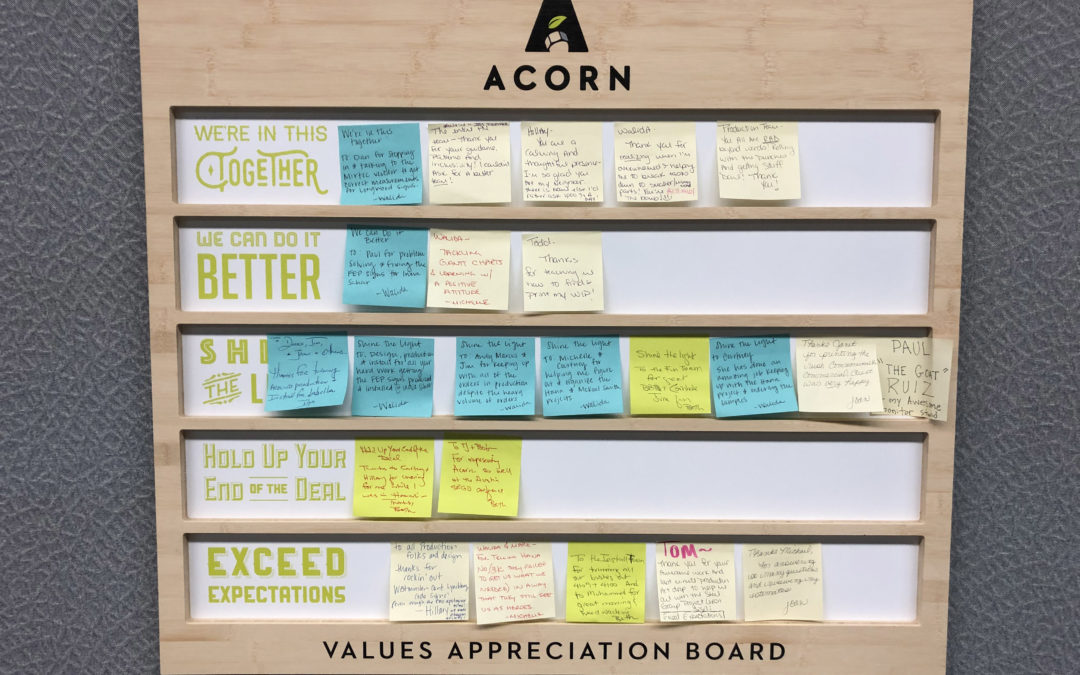 Acorn’s Value Appreciation Board